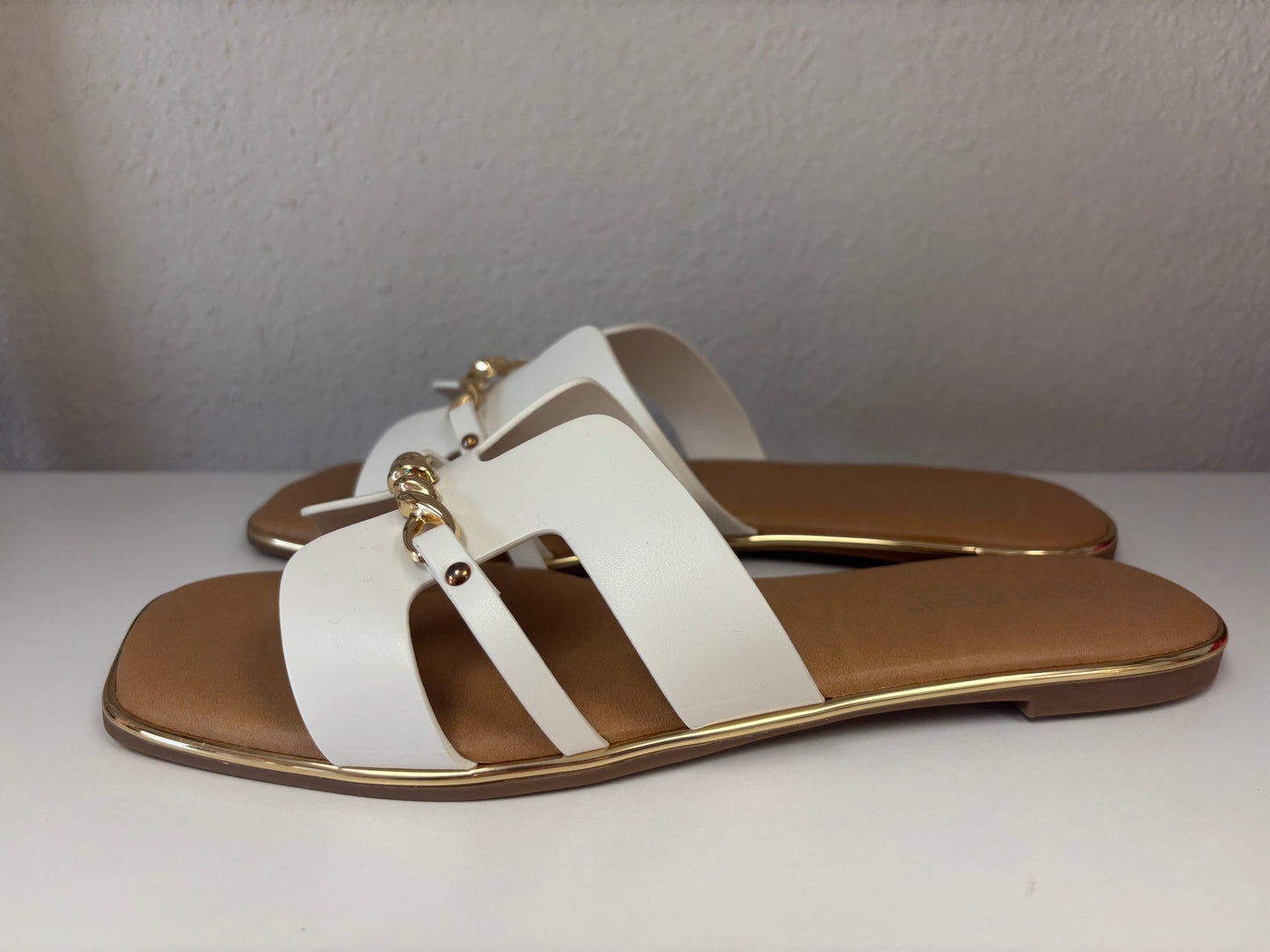 White & Gold Statement Sandals