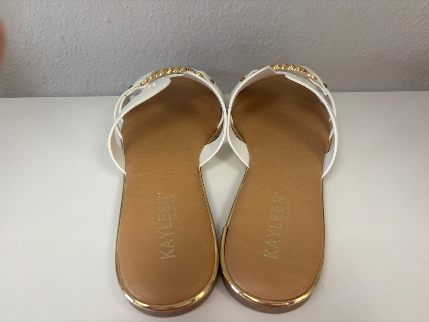 White & Gold Statement Sandals