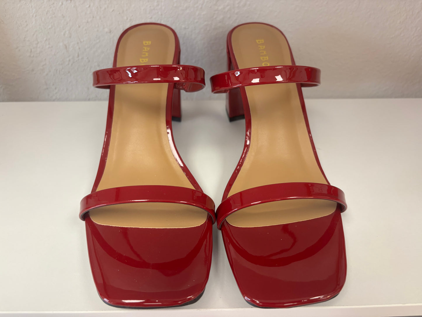 Ruby Red Patent Block Heels