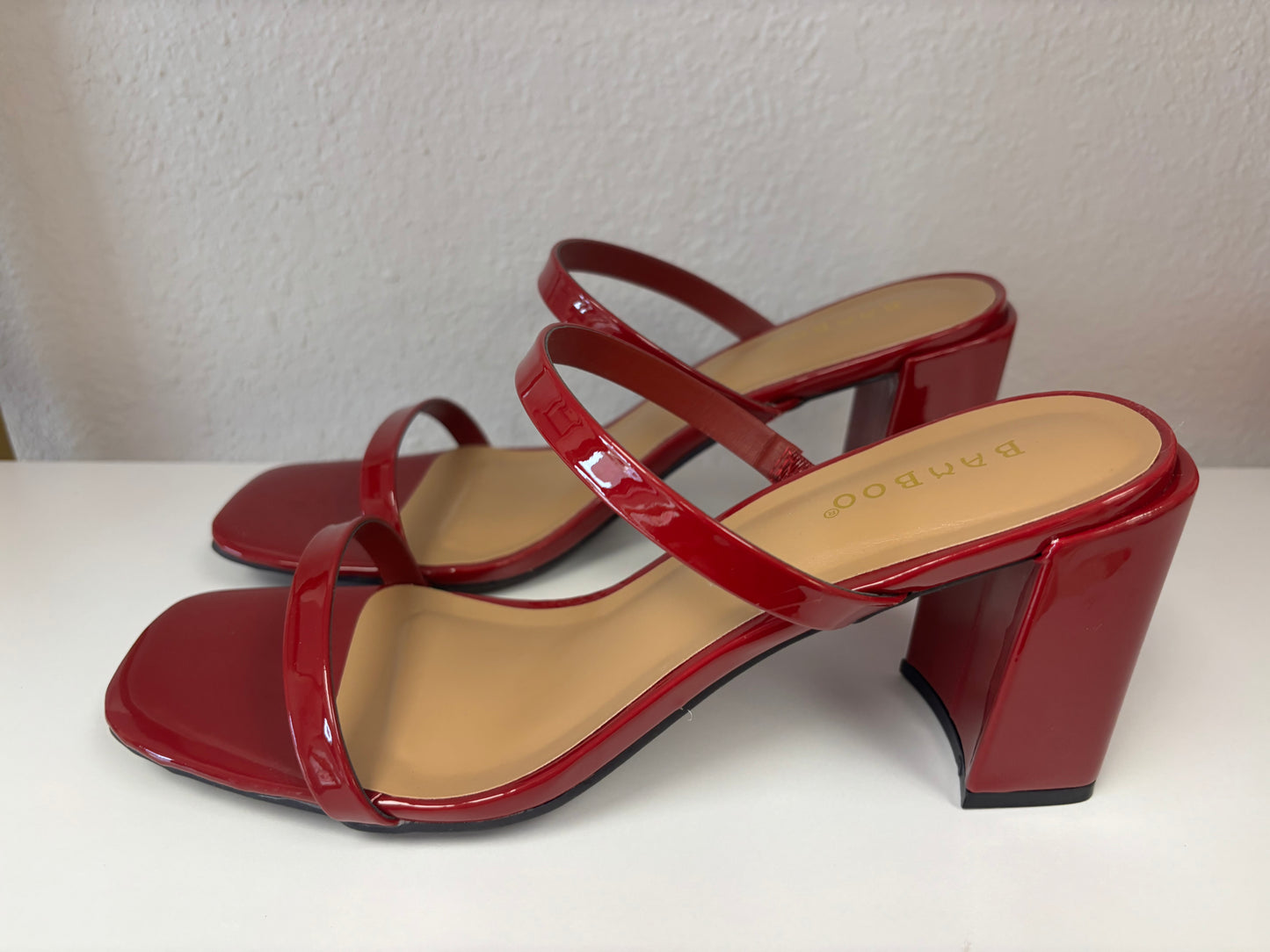 Ruby Red Patent Block Heels