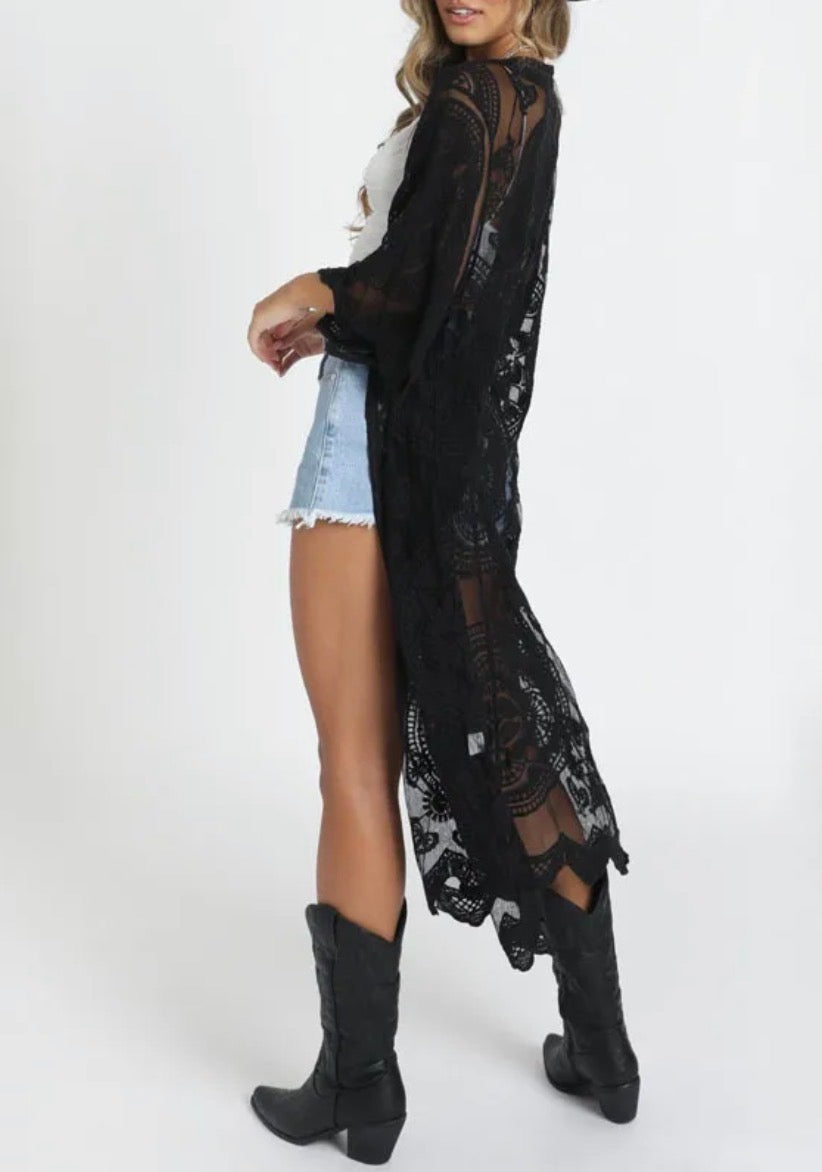 Sun Protection Cardigan With Crochet Embroidery