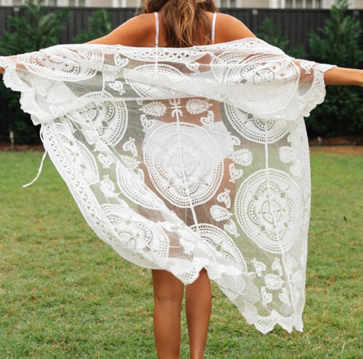 Sun Protection Cardigan With Crochet Embroidery