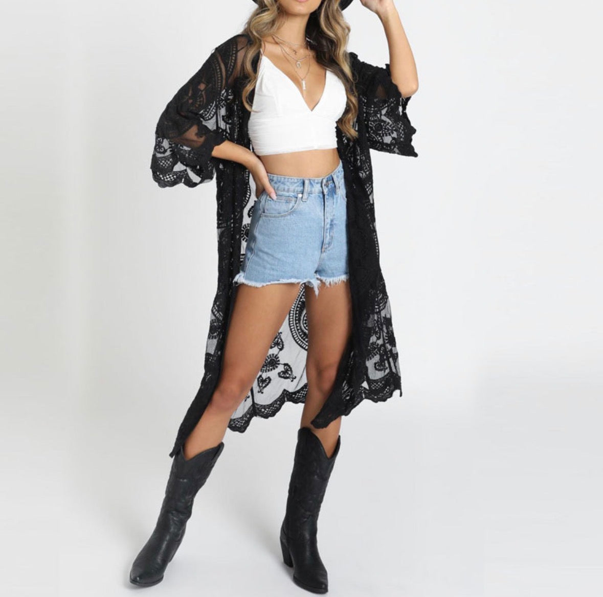 Sun Protection Cardigan With Crochet Embroidery