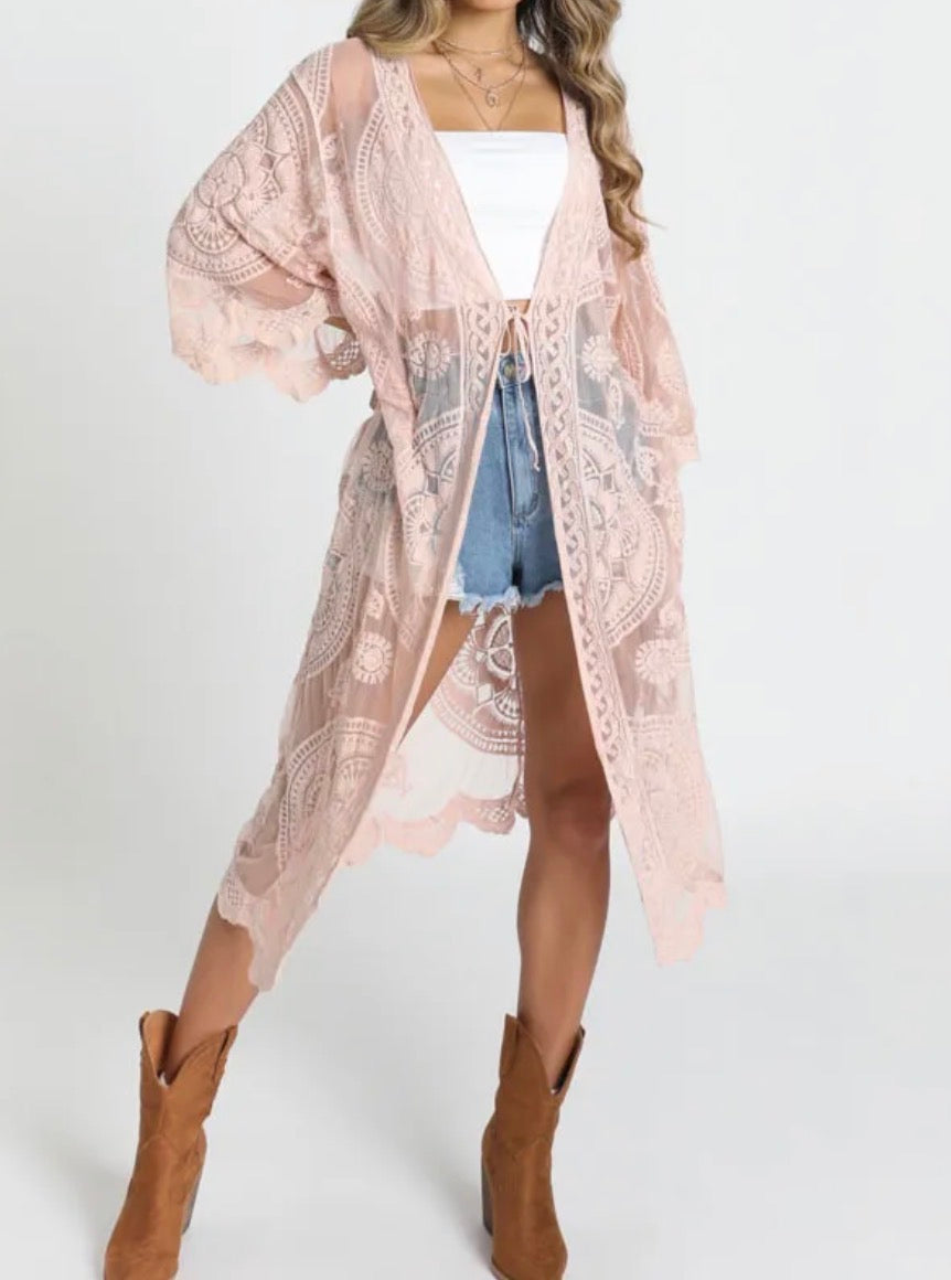 Sun Protection Cardigan With Crochet Embroidery
