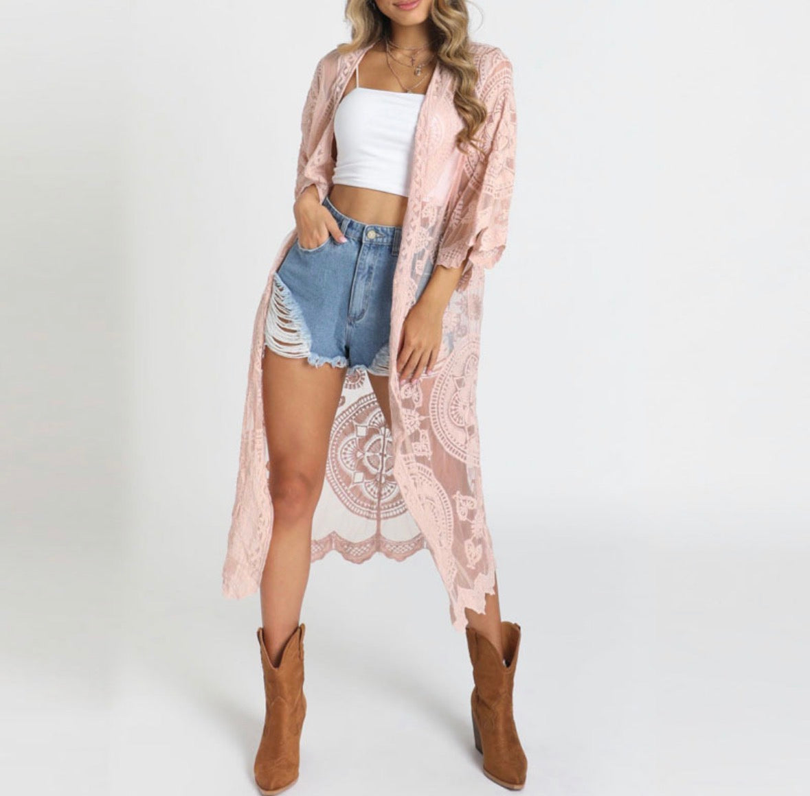 Sun Protection Cardigan With Crochet Embroidery