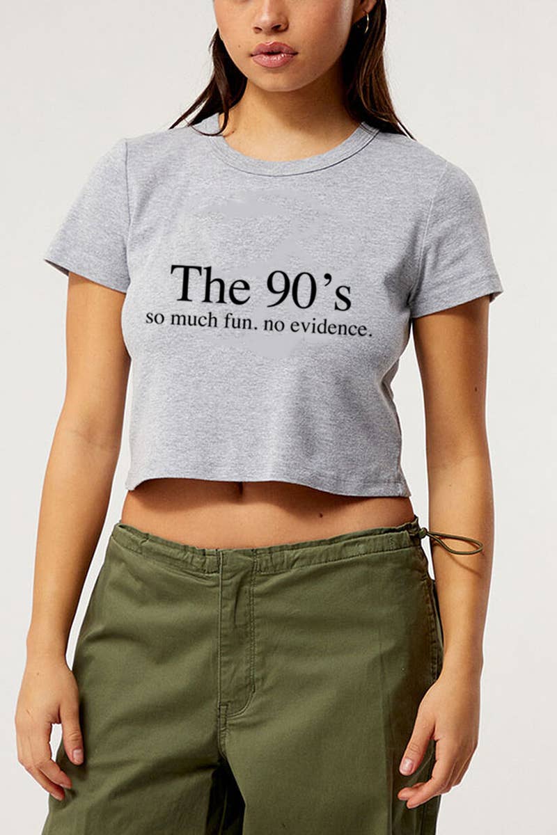 CROP-L2065 THE 90'S GRAPHIC CROP TEE