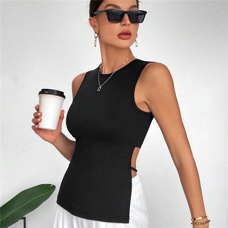 Sleeveless Top With Simple Front And Short Back