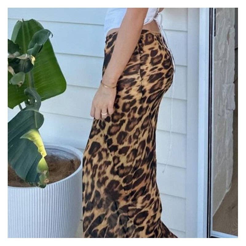 Fashion Leopard Print Mermaid Floor Length Skirt