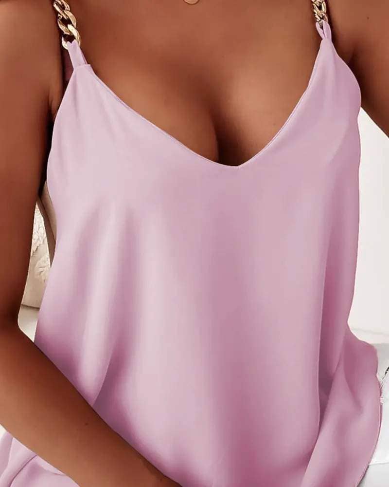 Chain strap v neck tank top