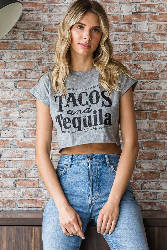 Tacos and Tequila Cropped Tee
