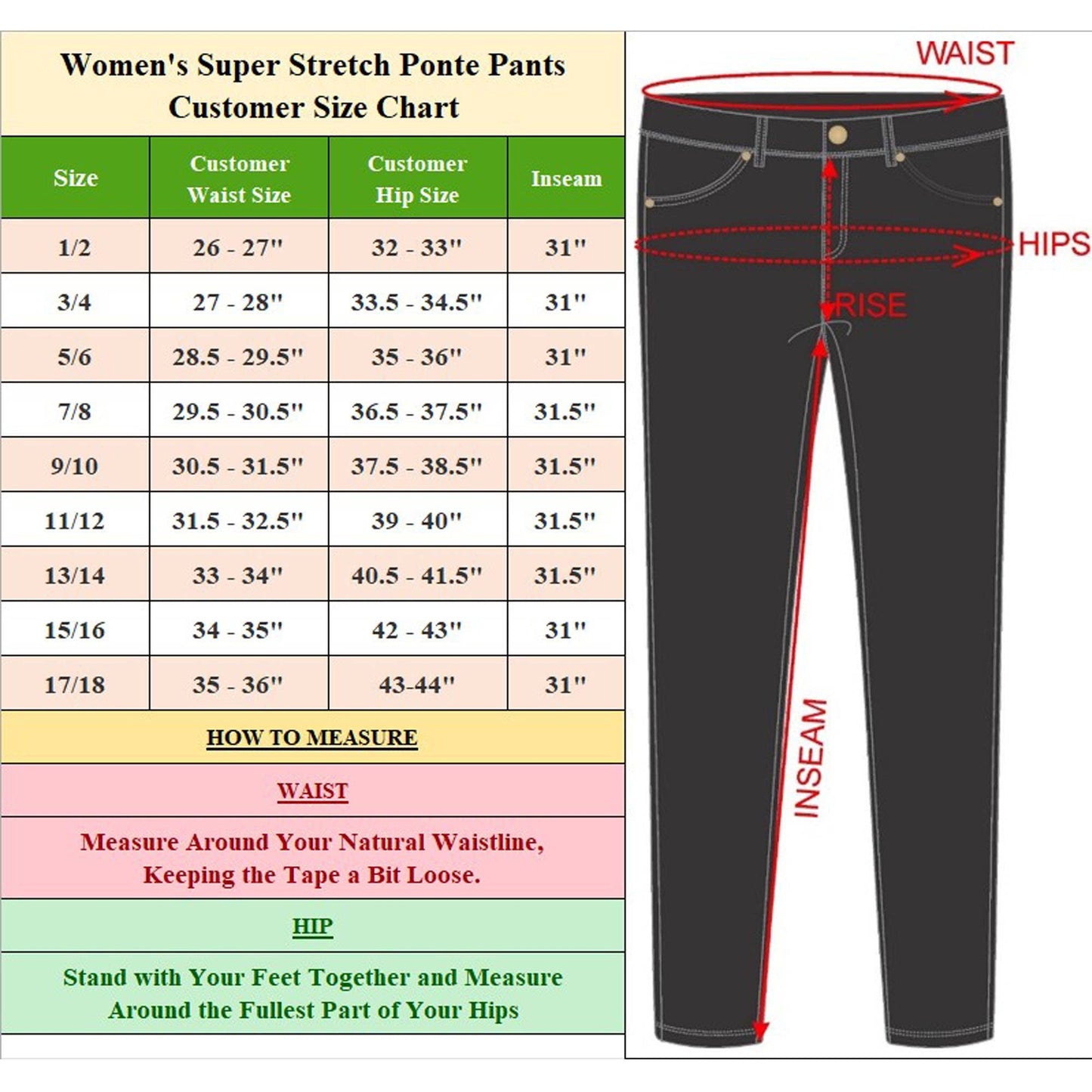 Women's Super Stretchy Slim Fit Ponte Pants