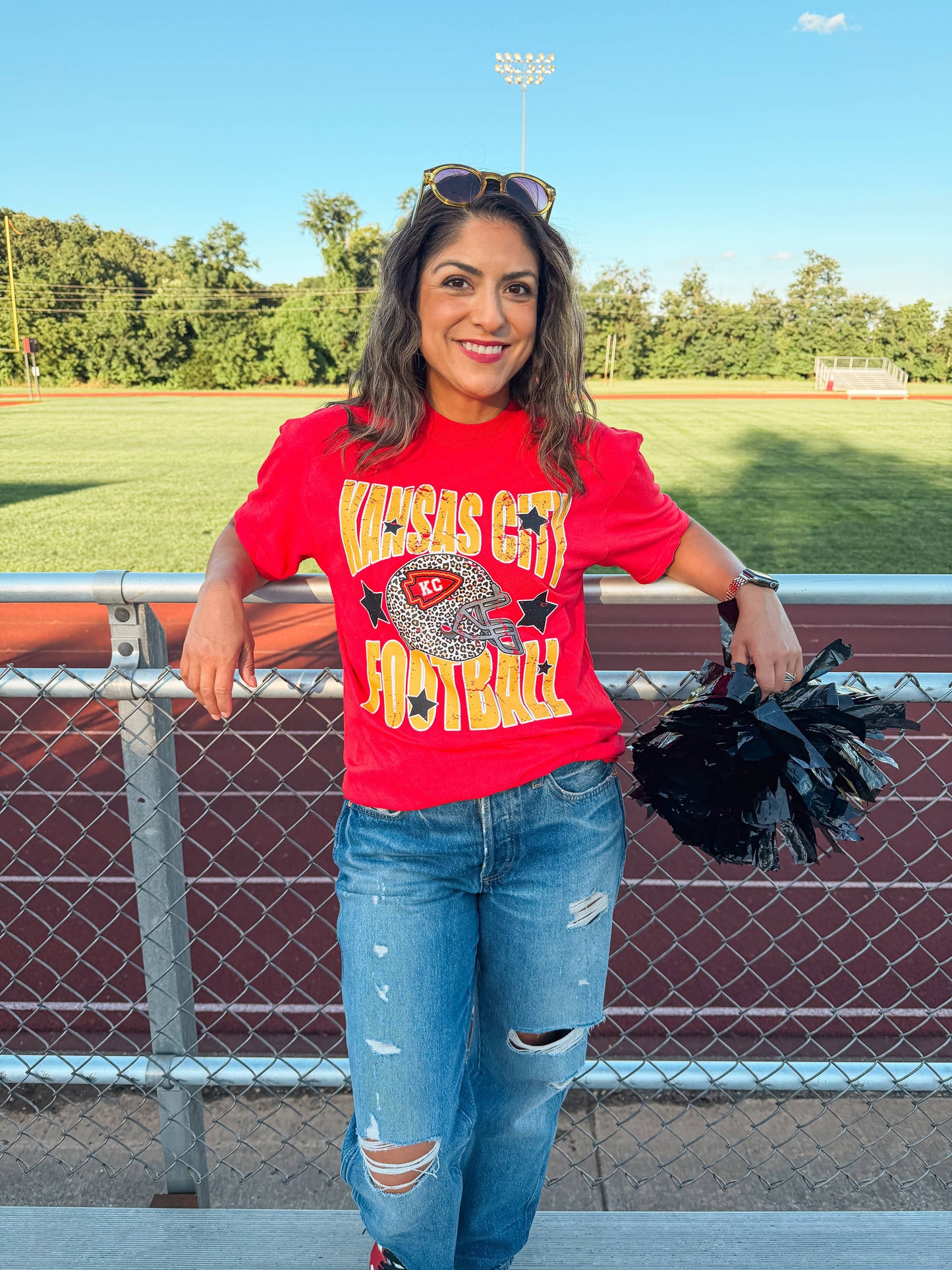 KANSAS CITY FOOTBALL FAVE STARS TEE (RED CC)