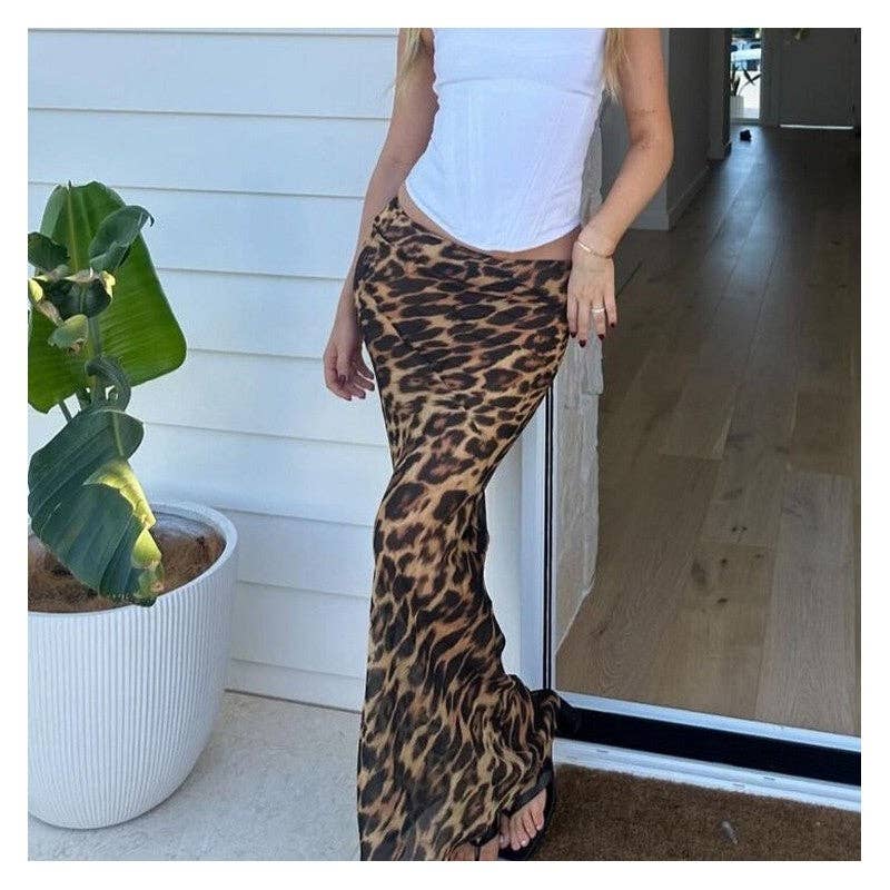 Fashion Leopard Print Mermaid Floor Length Skirt