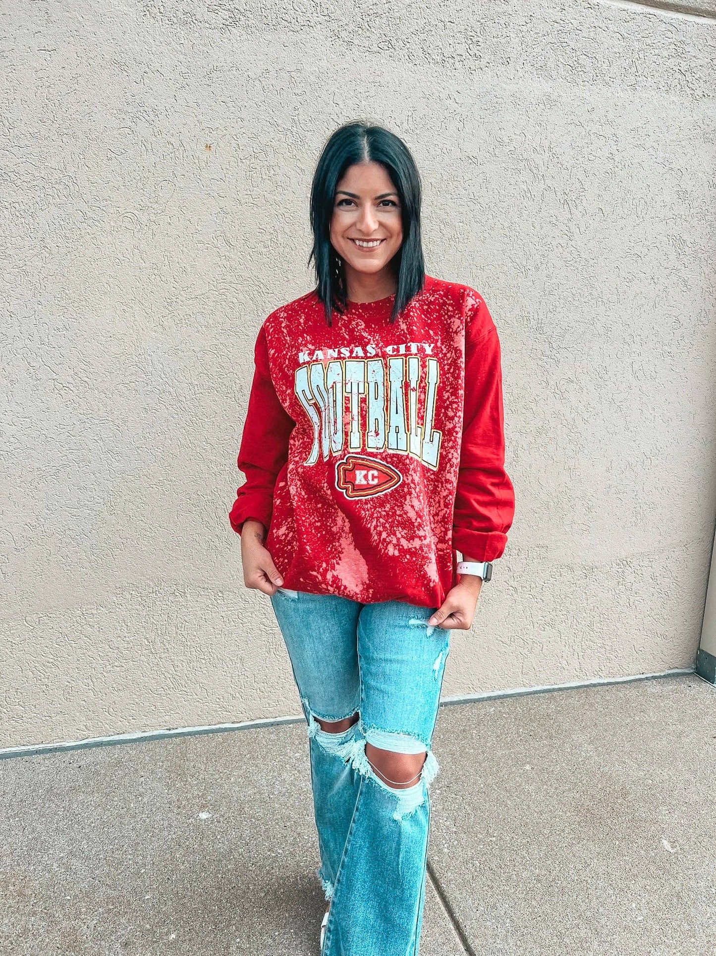 KANSAS CITY FOOTBALL BLEACHED SWEATSHIRT