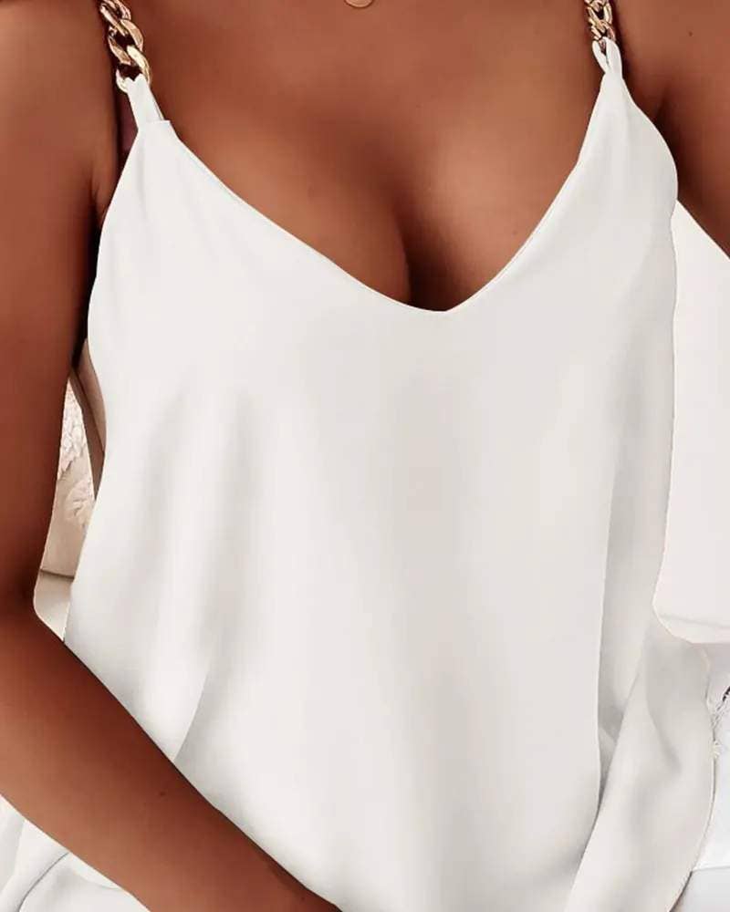Chain strap v neck tank top