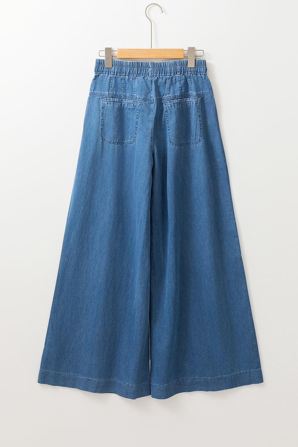 Dusk Blue Mineral Wash Button High Waist Wide Leg Jeans