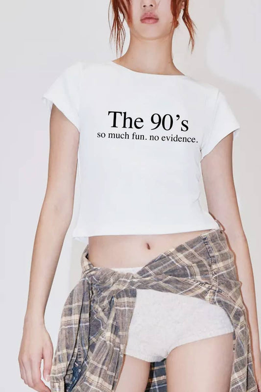 CROP-L2065 THE 90'S GRAPHIC CROP TEE