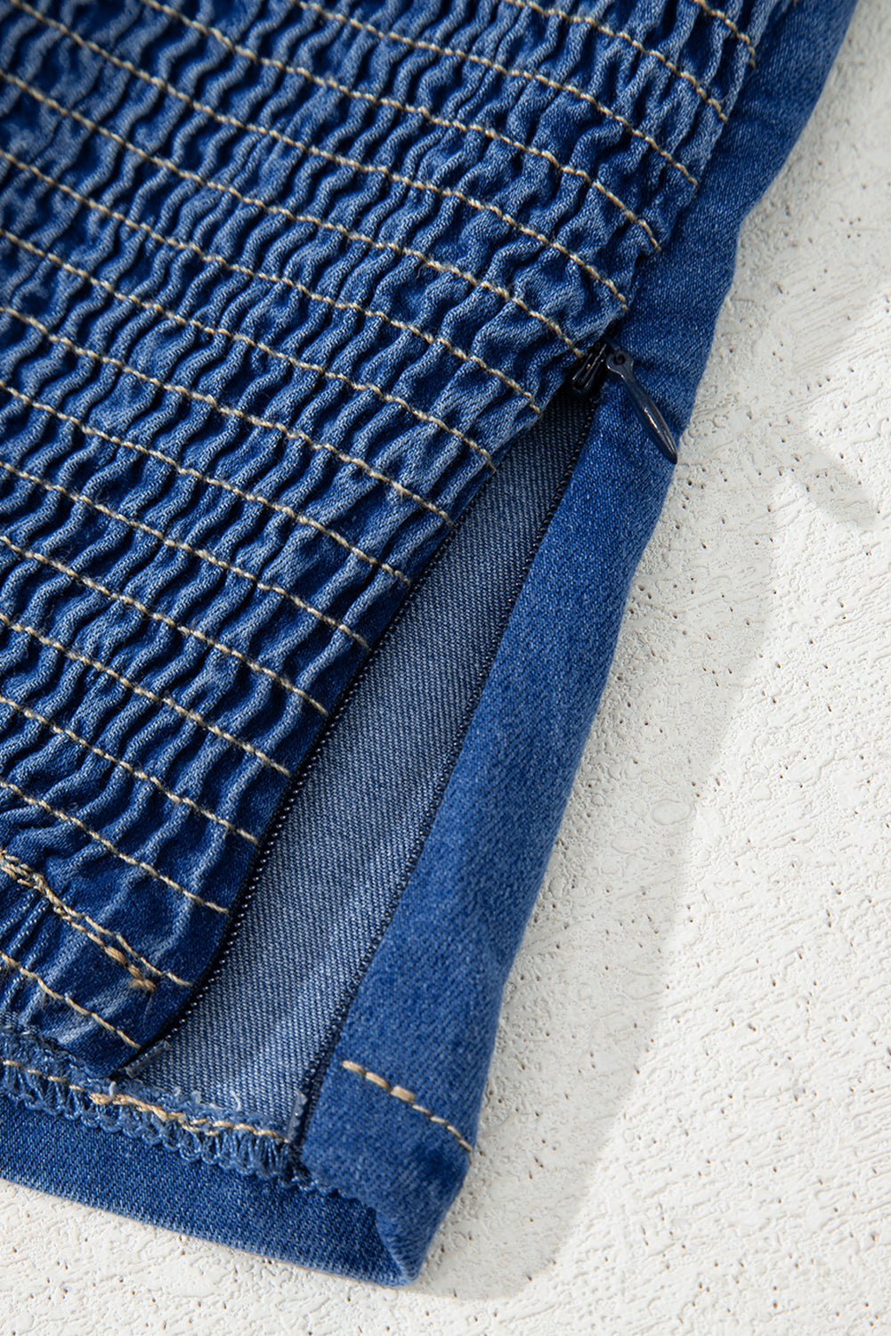 Sail Blue Vintage Bow Front Smocked Back Denim Tube Top