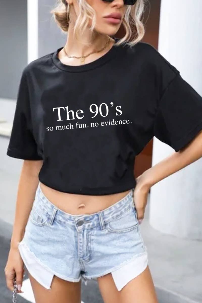 CROP-L2065 THE 90'S GRAPHIC CROP TEE